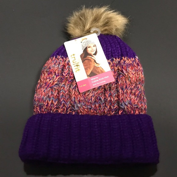 ✅🆕Purple & multi color fleece lined hat - Picture 7 of 8
